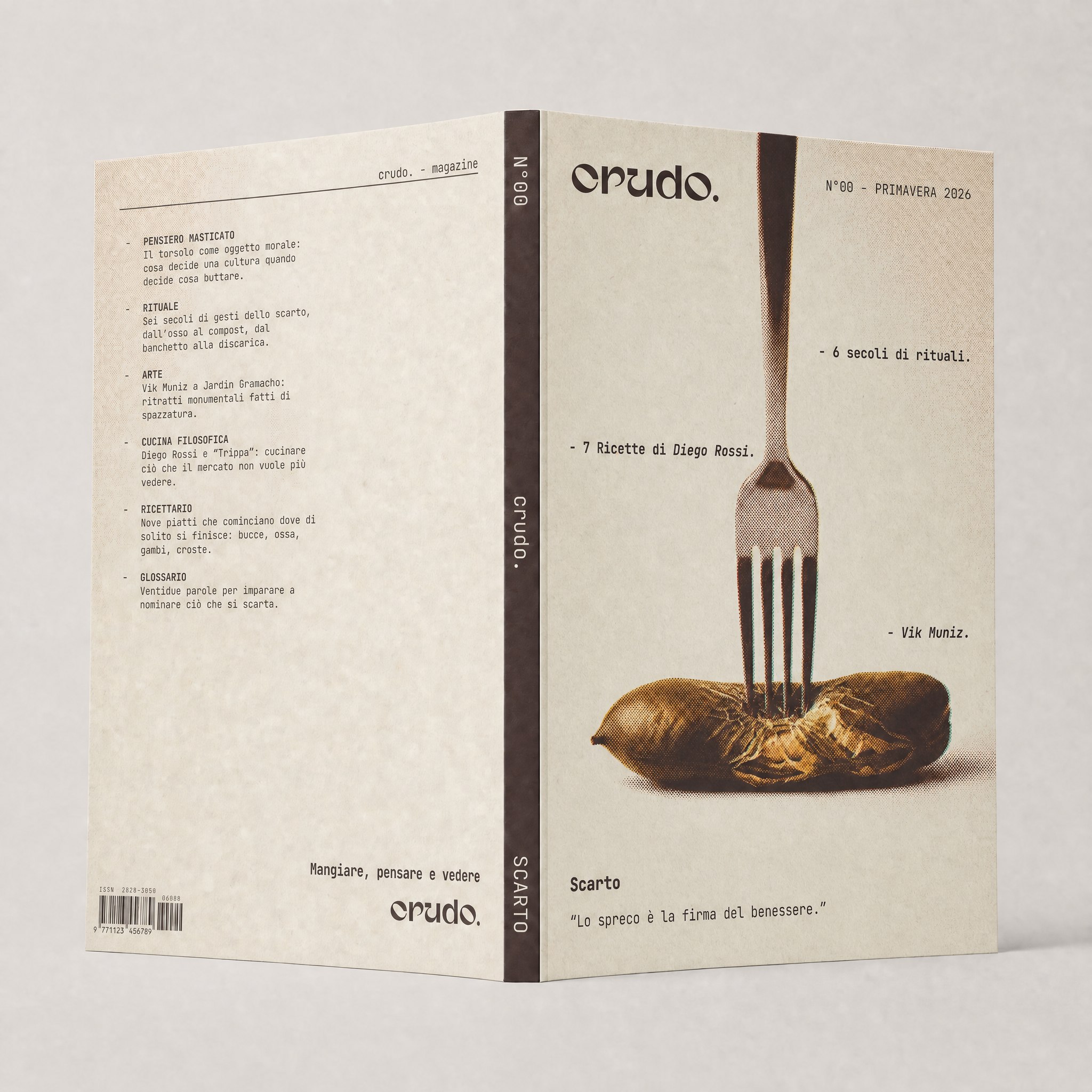 Front and back cover of crudo. magazine, issue 00.